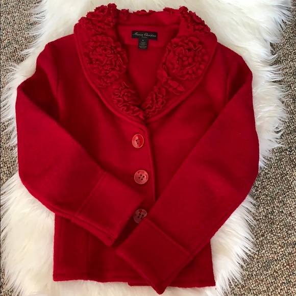 Marisa Christina Jackets & Blazers - Marisa Christina Red 100% Boiled Wool Jacket Size Large Petite